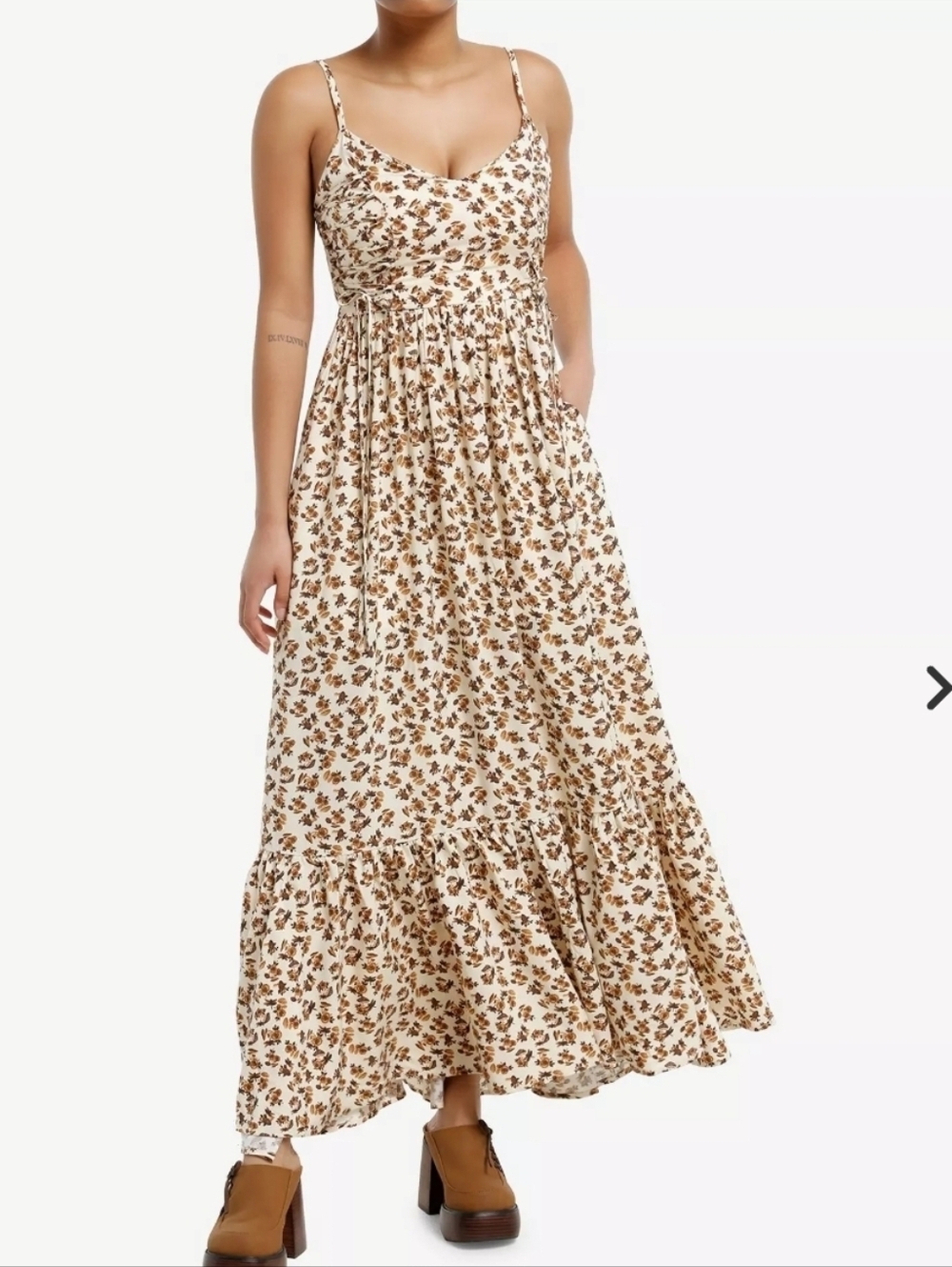 Hot Topic/Thorn & Fable Mushroom Floral Cream Maxi Dress 2X